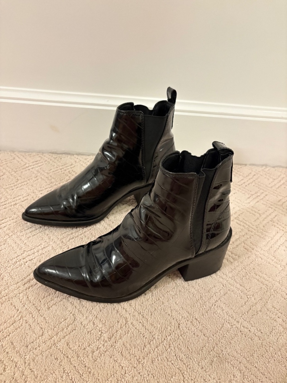 Steve Madden Black Croc Embossed Boots